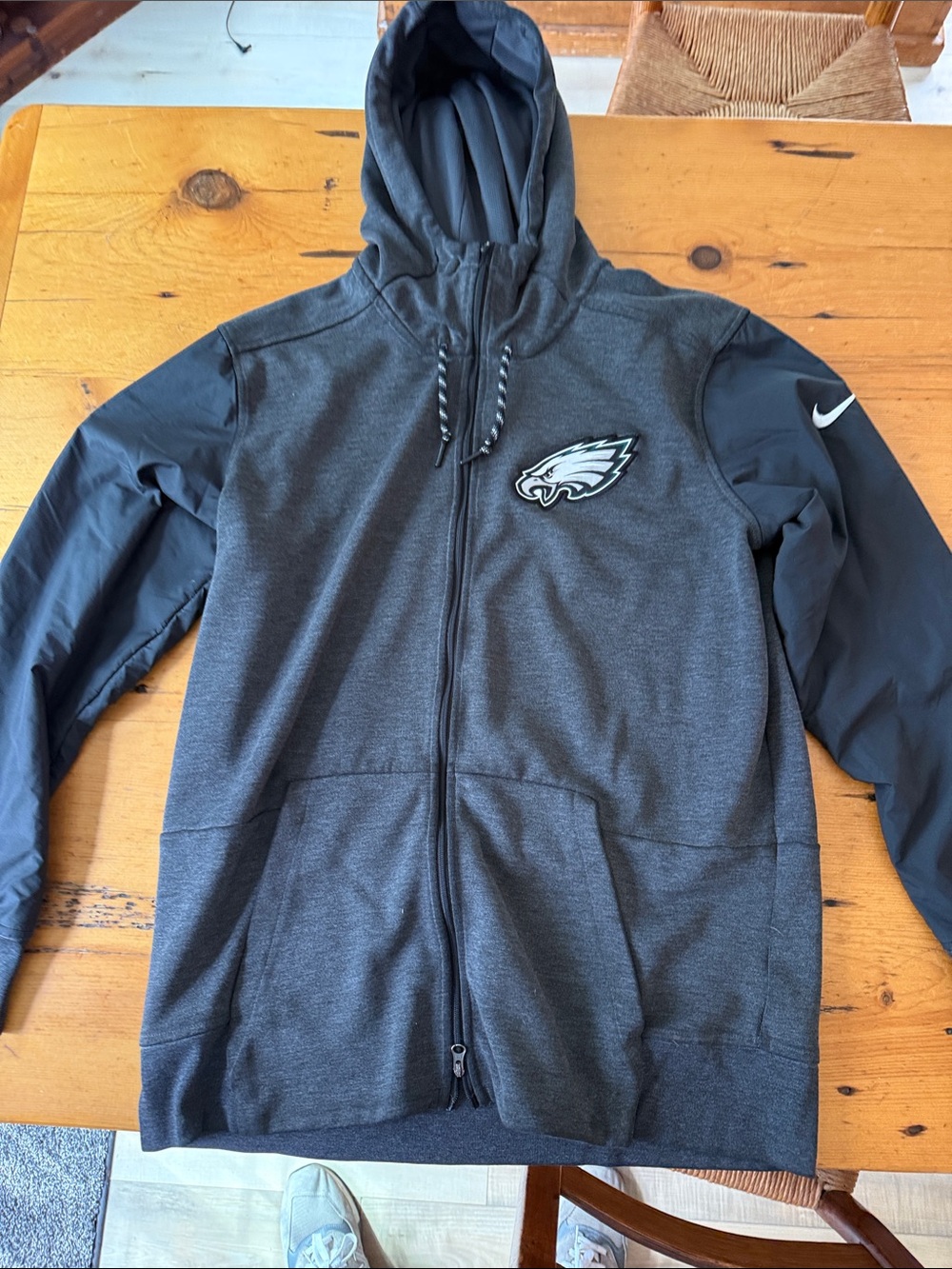 Nike Men's Dark Gray and Black Eagles Full-Zip Hoodie Jacket